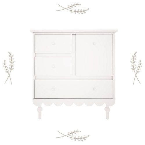 commode babushka white, vintage meubeldesign, babykamer meubel