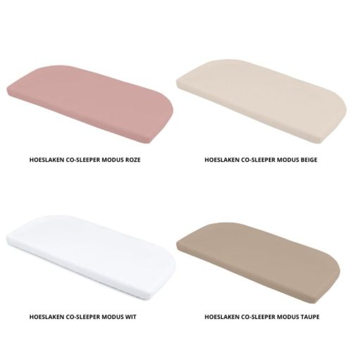co-sleeper wieg hoeslaken, babybed hoeslaken, roze hoeslaken, beige hoeslaken, taupe kleurige hoeslaken, wit kleurige hoeslaken