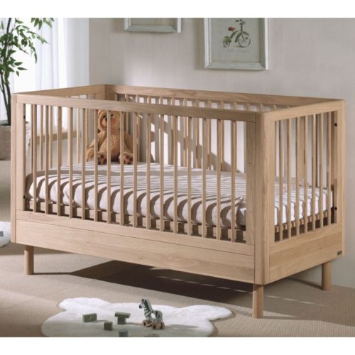 Forrest babybed naturel, eikenhouten babybedje, ledikant van eikenhout, ledikant en peuterbed in een, 2-1 babybed, houten babybedje, houten kinderbed met ronde spijlen, jaxx furniture, vipack babykamer