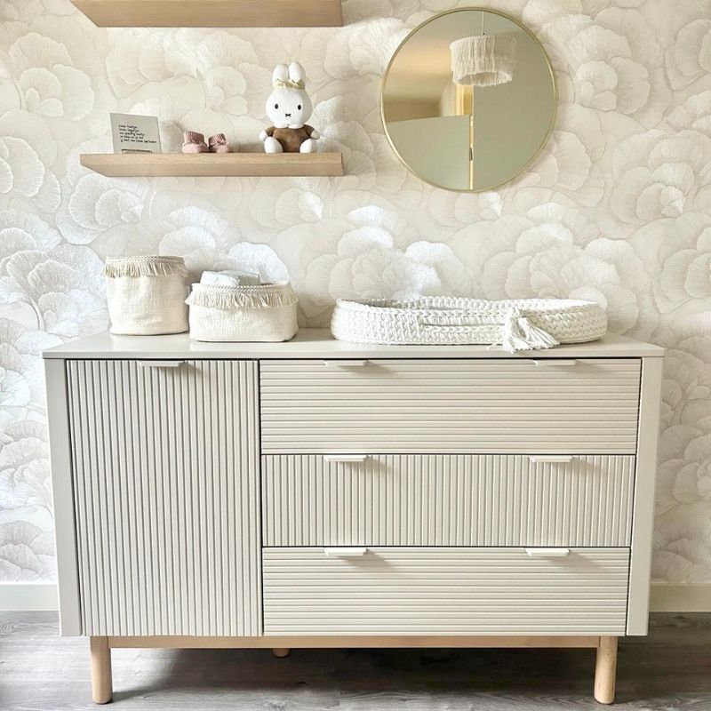 Miloo xl commode, Beige commode xl, beige babykamer, luxe babykamer meubels