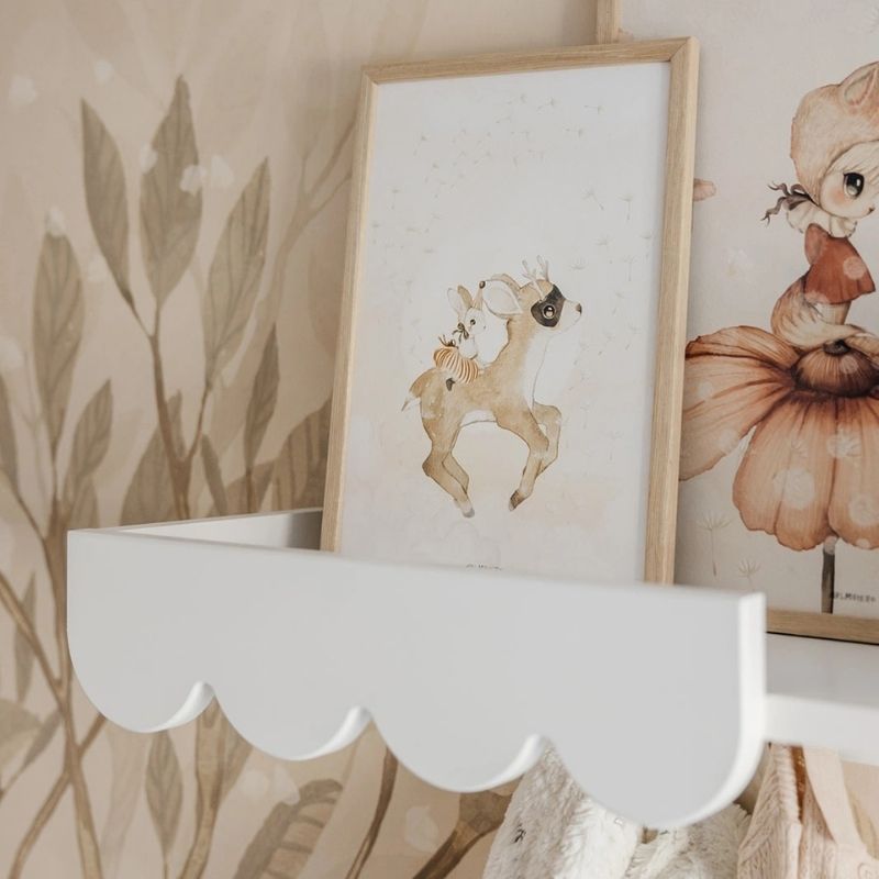 wall shelves babushka wit, wand planken met ronde vormen, regenboog vorm plankje kinderkamer