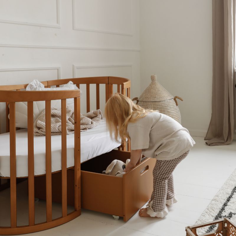 japandi kinderkamer kinderbed met lade