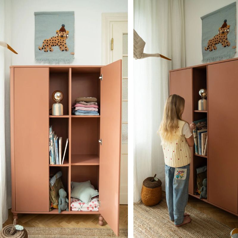 roze kinderkamerkledingkast roze kinderkamerkledingkast, tienerkamer roze kast, opbergkast terracotta, woodluckdesign