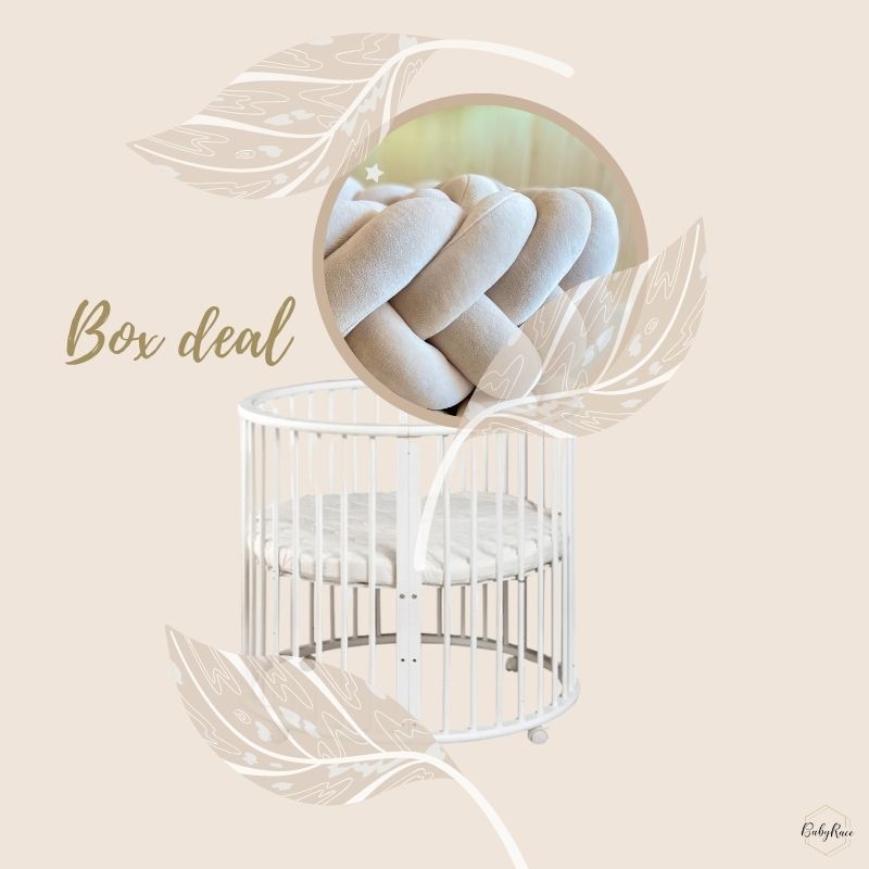 boxdeal wit met boxvlecht, witte ronde box inclusief rond boxmatras