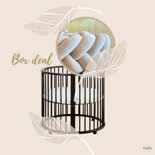 boxdeal zwart met boxvlecht, ronde zwarte box inclusief boxmatras