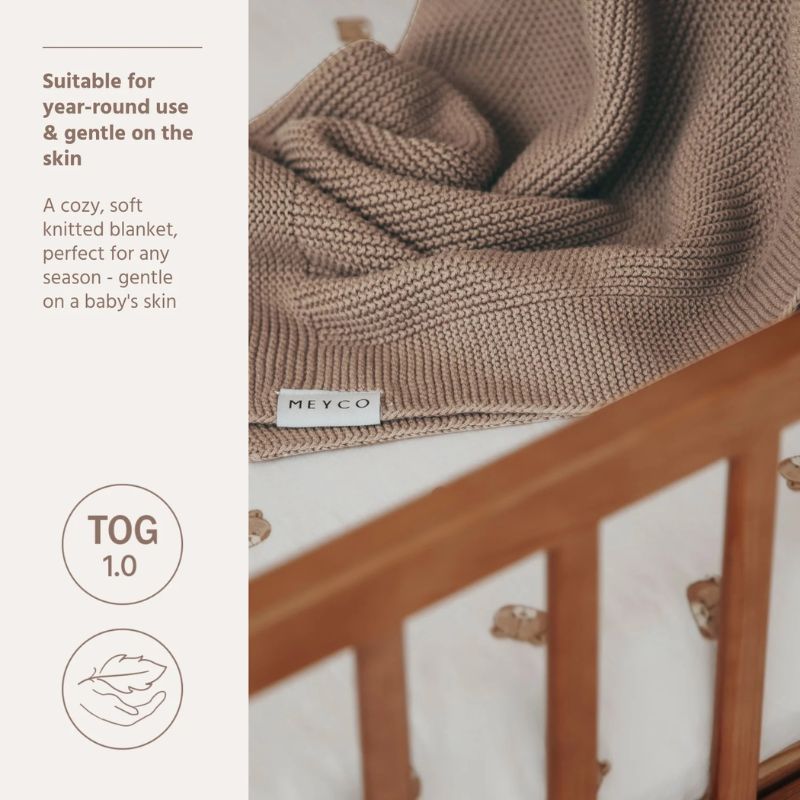 gebreid babydeken relief dark taupe