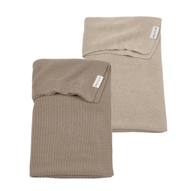 gebreid babydeken sand en dark taupe, wiegdeken en ledikantdeken voor in de winter